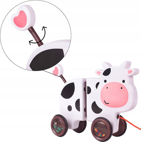 Jucărie Interactivă Văcuța Fericită Idealstore Dimensiune 18 X 19 X 9 Cm Dotată cu Frânghie Fabricată din Plastic de Înaltă Calitate Roți Acoperite cu Cauciuc Bile Umplute Poate Fi Separată în 2 Părți