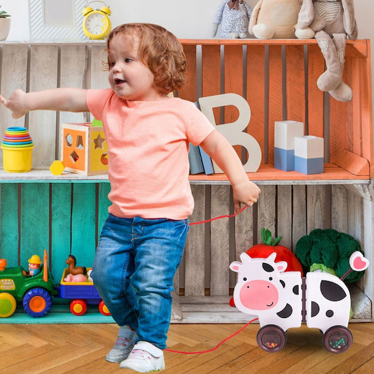 Jucărie Interactivă Văcuța Fericită Idealstore Dimensiune 18 X 19 X 9 Cm Dotată cu Frânghie Fabricată din Plastic de Înaltă Calitate Roți Acoperite cu Cauciuc Bile Umplute Poate Fi Separată în 2 Părți