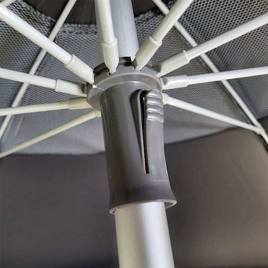 Summer Club Eden Umbrelă Pliabilă De Plajă Din Aluminiu Diametru 2m Cu Protecție UV Și Rezistență La Vânt Negru/Albastru