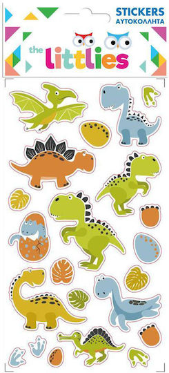 The Littlies Autocolante Dinozauri Mov, Albastru, Verde Pentru Copii 3+ Ani 12 Bucăți