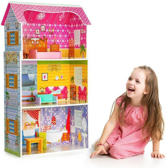 Căsuță de joacă pentru copii Bigshot Bs8012mc 3 nivele 3 camere baie bucătărie piese de mobilier incluse 95 x 50 x 24 cm multicoloră
