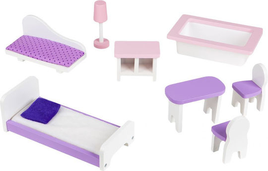 Wooden Dollhouse Kids Bigshot Bs4121pnk 3 Levels 4 Rooms Bathroom Kitchen Furniture Pink