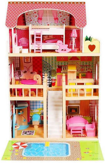 Căsuță de joacă pentru copii Bigshot Bsa333emc cu piscină 3 nivele 5 camere terasă 16 piese de mobilier 90 x 60 x 33 cm multicoloră