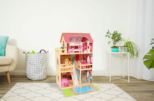 Căsuță de joacă pentru copii Bigshot Bsa333emc cu piscină 3 nivele 5 camere terasă 16 piese de mobilier 90 x 60 x 33 cm multicoloră