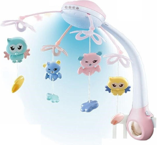 Crib Carousel Remote Control 500 Melodies Color White Pink