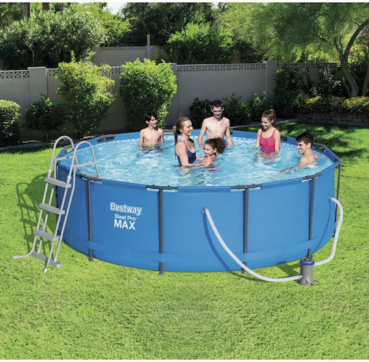Bestway Piscină Rotundă PVC 9150lt Cu Cadru Metalic Albastră