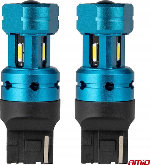 AMiO Λάμπες Αυτοκινήτου & Μοτοσυκλέτας T20 / W21W Canbus LED 6000K Ψυχρό Λευκό 12-24V 2τμχ