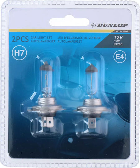 Dunlop Car Lamps H7 Halogen 12V 55W 2 Pieces