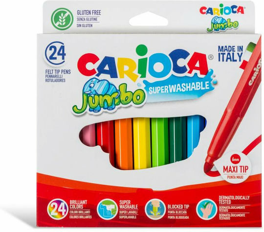 Carioca Jumbo Washable Drawing Markers 6mm Thick Set 24pcs