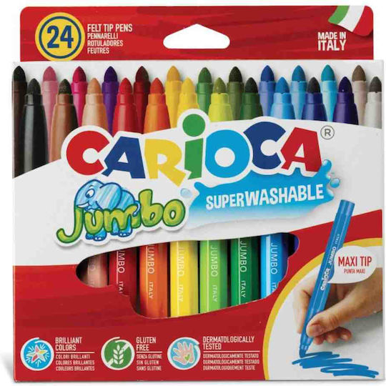 Carioca Jumbo Washable Drawing Markers 6mm Thick Set 24pcs