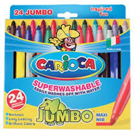 Carioca Jumbo Washable Drawing Markers 6mm Thick Set 24pcs