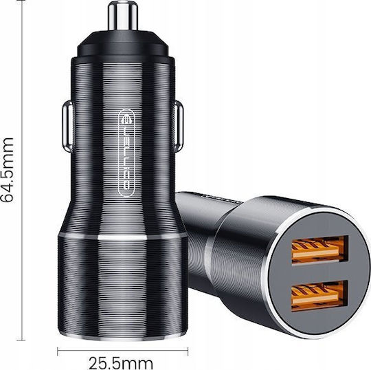 Jellico Car Charger 36W Fast Charging with Ports 2xUSB-A Black Color