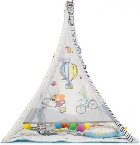 Игрална палатка с постелка и 20 цветни топки Ecotoys играчки Cc8734 сива