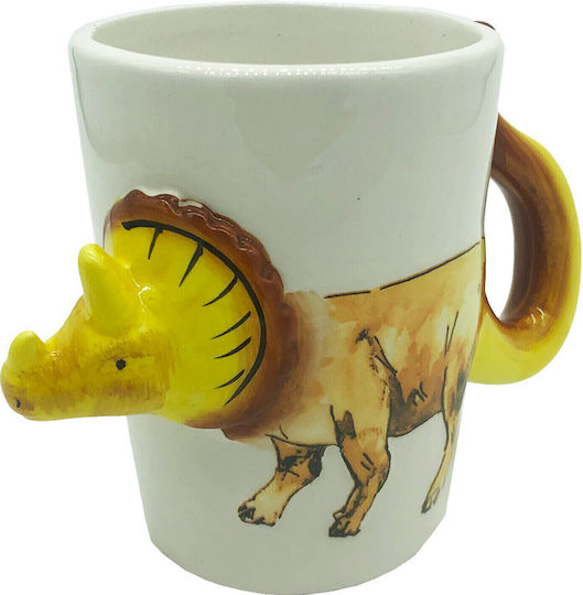 Out of the Blue Dinosaurier Triceratops Keramiktasse Weiß
