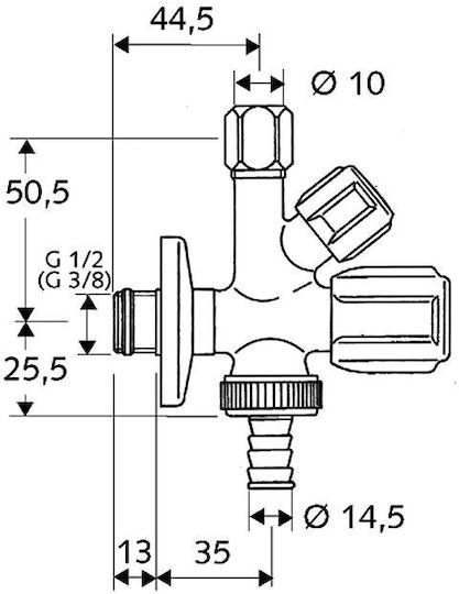 Schell Wasserhahn / Schalter Ecke 1/2" mit Verbinder