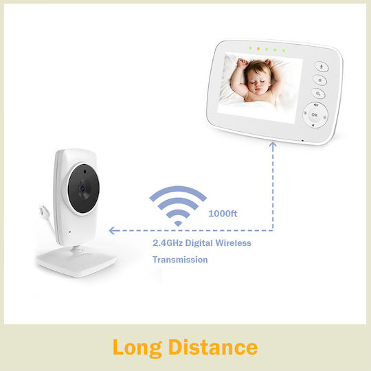 Безжична бебешка монитор система с камера и екран 3.2" , двупосочна комуникация и мелодии