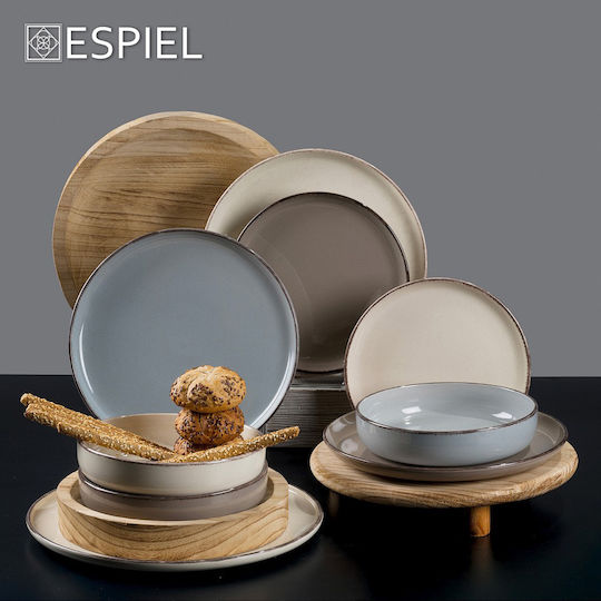 Espiel Cream Πιάτο Ρηχό Κεραμικό Μπεζ με Διάμετρο 32cm