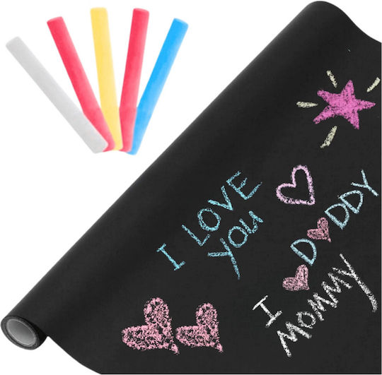 Black School Board Self-adhesive Chalk Idealstore Writing Drawing Includes White Colored Chalk Easy To Stick Reusable Quick Cleaning Water Resistant Develops Child's Creativity