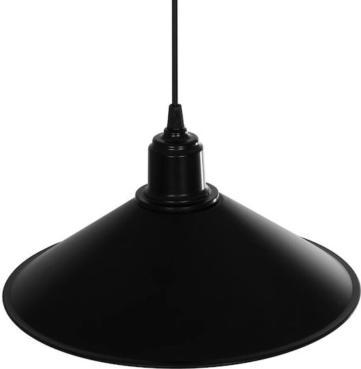 GloboStar Fonte Висящо Осветително Тяло Черен Камбанка 25x25x90см.