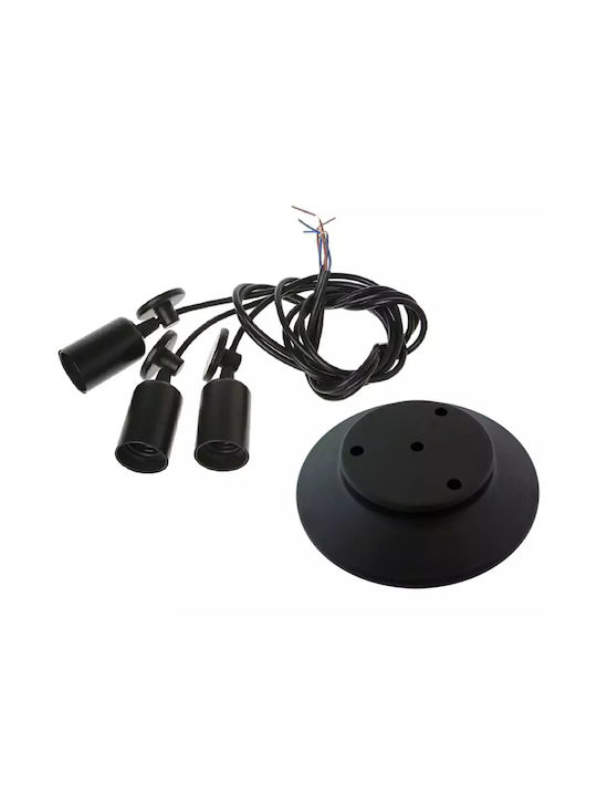 Pendant Light Black with Socket E27 150cm