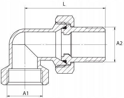 Diamond Γωνία Съединител за тръби Месинг 3/4" Мъж/жена