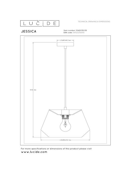 Lucide Lightning Κρεμαστό Φωτιστικό Μαύρο με Ντουί E27