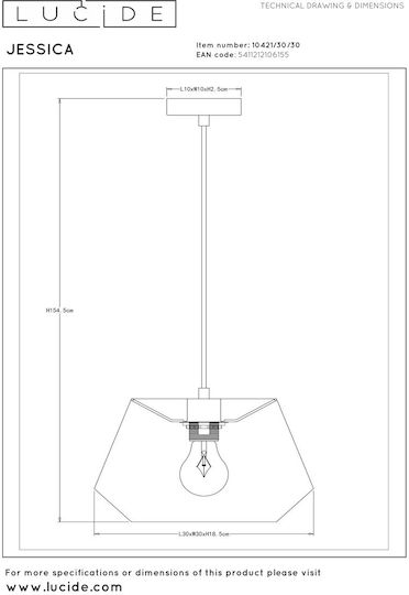 Lucide Lightning Hängelampe Schwarz mit Fassung E27