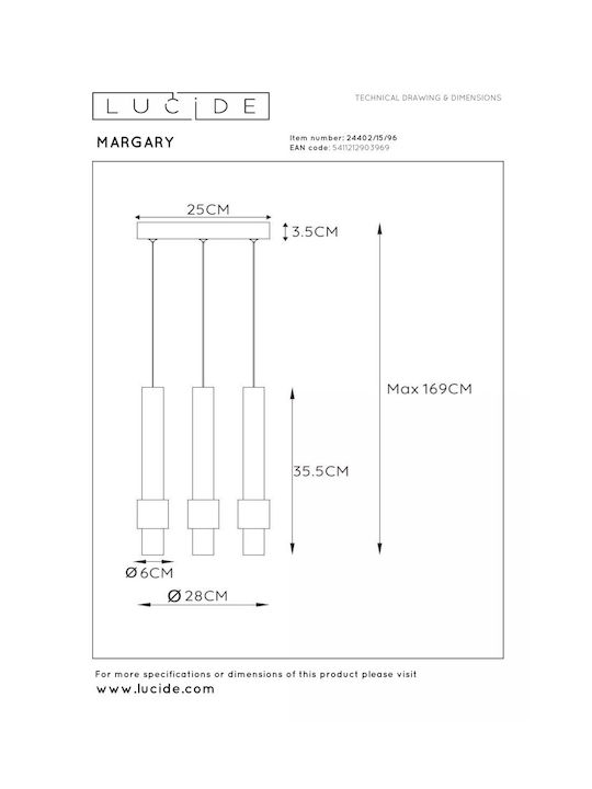 Lucide Lightning Margary Κρεμαστό Φωτιστικό Χρυσό