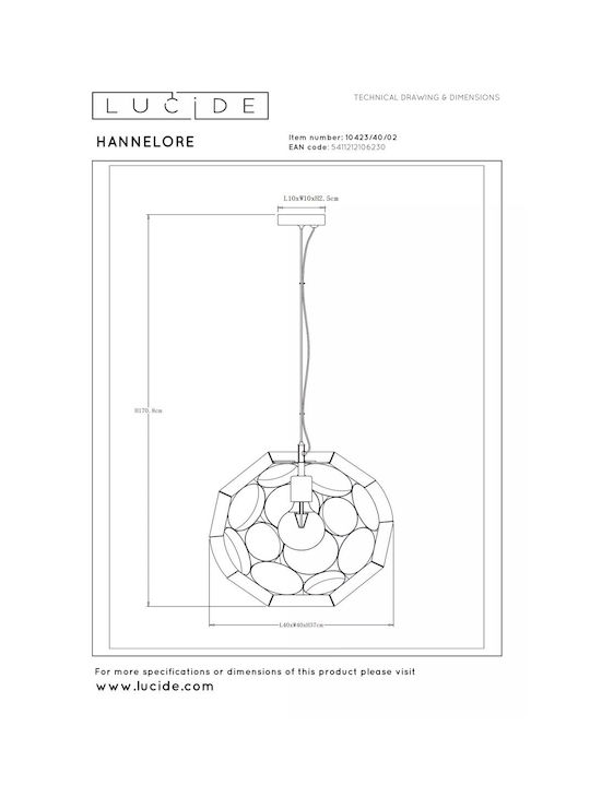 Lucide Lightning Pendant Light Yellow with Socket E27 10x170.8cm