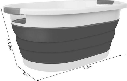 Cadă pliabilă multifuncțională Idealstore Dimensiuni 38 X 53 X 6 15 24 cm Înălțime reglabilă pe 3 niveluri Material silicon-plastic Capacitate 25l Dotată cu mânere de transport