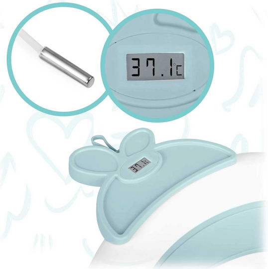 Superbath Termometru LCD Cadă pentru Bebeluşi Idealstore Pliabilă Senzor de Temperatură Picioare Rezistente Finisaj Antiderapant Design Ergonomic Sarcină Maximă 45 Kg Albastru