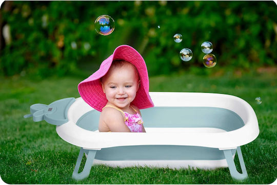 Superbath Termometru LCD Cadă pentru Bebeluşi Idealstore Pliabilă Senzor de Temperatură Picioare Rezistente Finisaj Antiderapant Design Ergonomic Sarcină Maximă 45 Kg Albastru