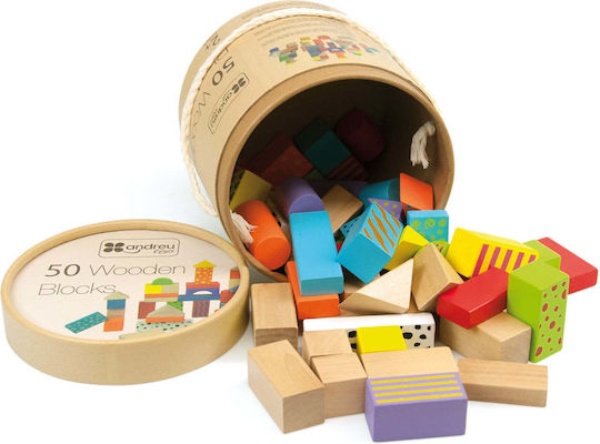 Andreu Toys Wooden Building Blocks Base for 2+ Years 50 Pieces