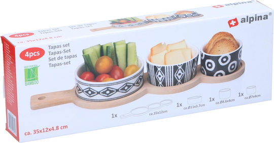 Atmosphera Ceramic Dessert Tower Stand 3 Slots with Base Multicolour Diameter 35cm Height 4.8cm Pieces 3