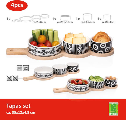Atmosphera Ceramic Dessert Tower Stand 3 Slots with Base Multicolour Diameter 35cm Height 4.8cm Pieces 3