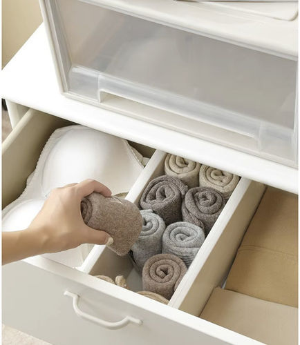 Drawer Organizer for Underwear / Socks in White Color 56x6x1.5cm 4pcs
