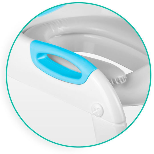 Reducător Toaletă pentru Copii Idealstore Înălțime Reglabilă Un Pas Picioare Anti-alunecare Greutate Maximă 50 Kg Scară Detasabilă Ergonomic Pliabil Turcoaz