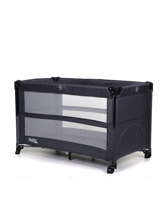 Babybett mit 2 Ebenen mit Matratze Grau 60x120cm
