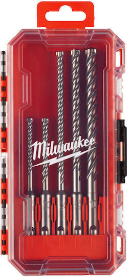 Milwaukee Σετ 5 Τετράκοπα Τρυπάνια Καρβιδίου με SDS Plus Στέλεχος για Δομικά Υλικά