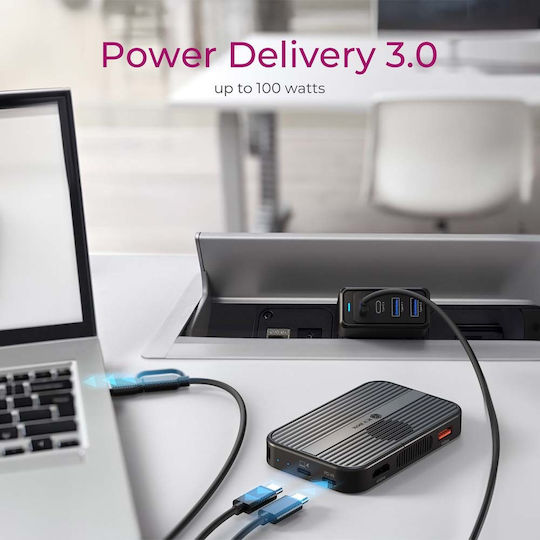 Icy Box USB-C Docking Station με SSD Enclosure Μαύρο (IB-DK4071M-CU31)