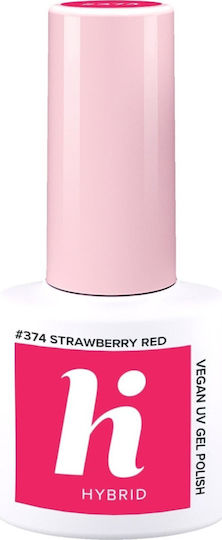 Hi Hybrid Glossy Βερνίκι Νυχιών Μακράς Διαρκείας 374 Strawberry Red 5ml