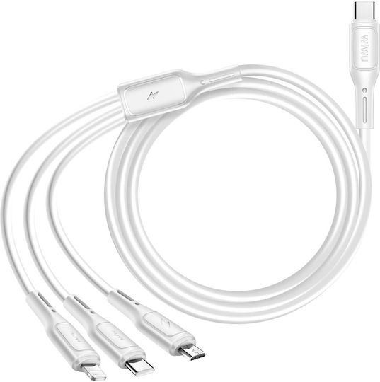 Wiwu Data Regular USB to micro USB / Lightning Cable Λευκό 1m