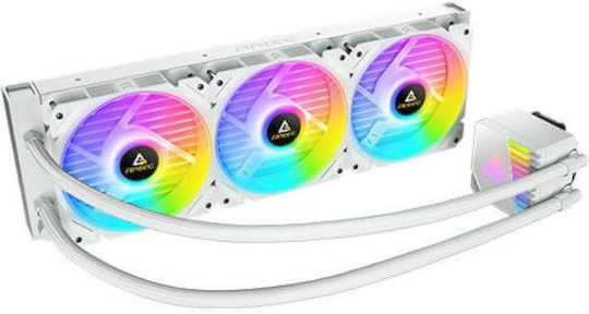 Antec Symphony 360 Water Cooling System AIO CPU with 3 120mm Fans and ARGB Lighting White
