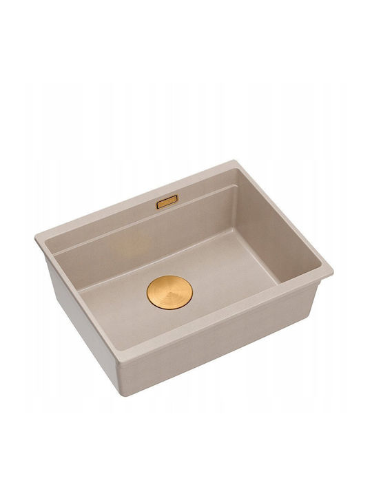 GraniteQ Unterbau Spüle aus Verbundgranulat B56xT45cm Beige