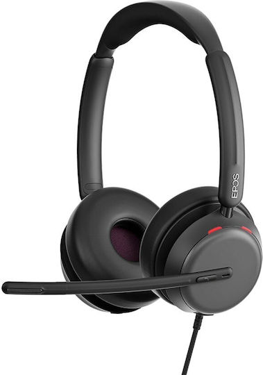 Epos IMPACT 860 UC DUO Auf dem Ohr Multimedia-Headsets mit Mikrofon und Verbindung USB-A / USB-C in Schwarz Farbe
