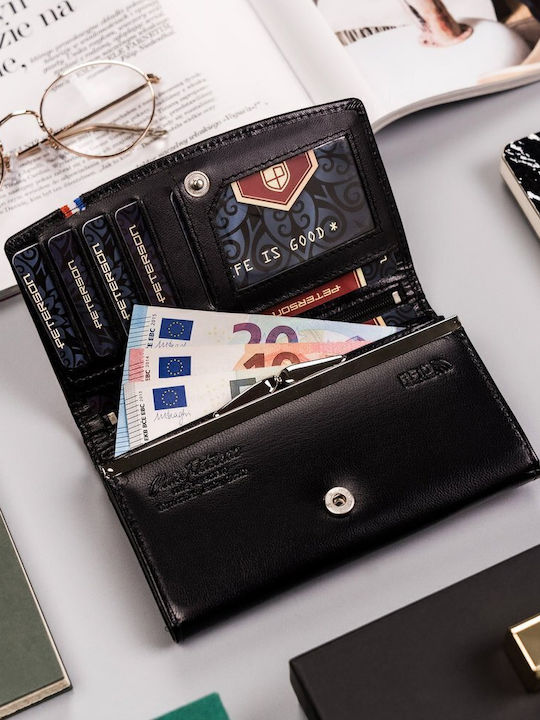 Μεγάλο Δερμάτινο Γυναικείο Πορτοφόλι με RFID Μαύρο