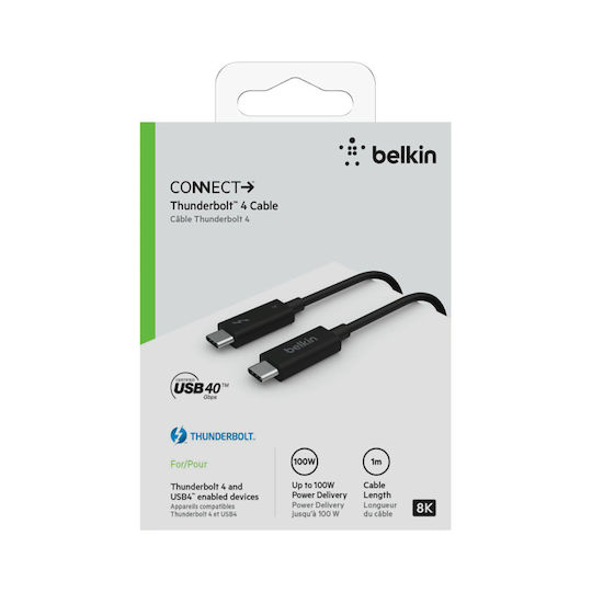 Belkin Редовна Thunderbolt 4 Кабел 100W Черен 1м