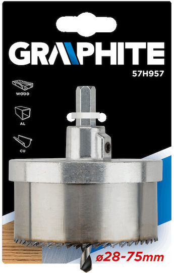 Graphite Σετ Ποτηροπρίονα Ποτηροτρύπανο 28-75mm με Διάμετρο από 30mm έως 75mm για Ξύλο, Μέταλλο και Πλαστικό