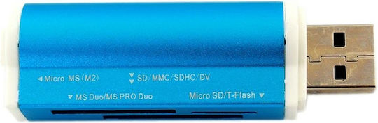 Card Reader USB 2.0 για SD/microSD/MemoryStick/CompactFlash/xD Μπλε