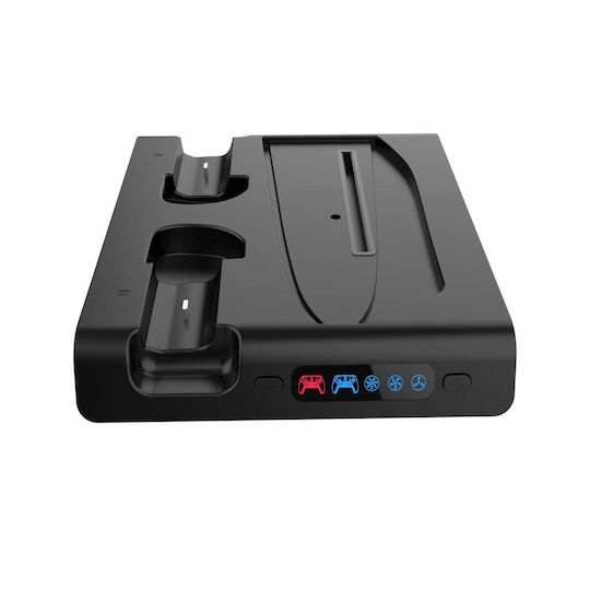 iPega P5s006 Multifunctional Βάση για 2 χειριστήρια PS5 / PS5 Slim με φωτισμό LED Μαύρη PG-P5S006H